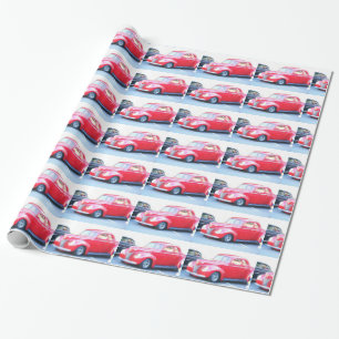 Rotes klassisches Auto-Packpapier Geschenkpapier