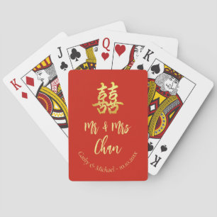 Rotes klassisches chinesisches Hochzeits-Doppel-Xi Spielkarten