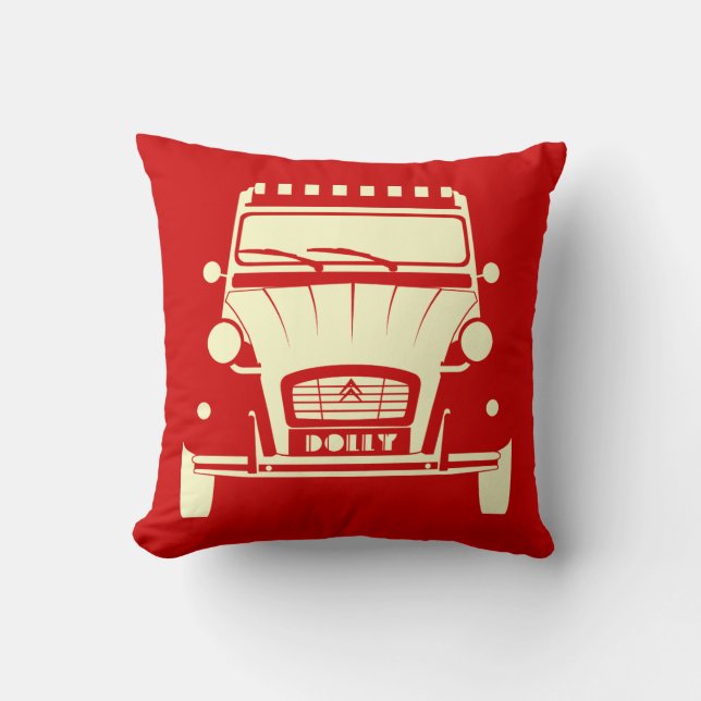 Rotes klassisches Transportwagen-Kissen Citroen Kissen (Vorderseite)