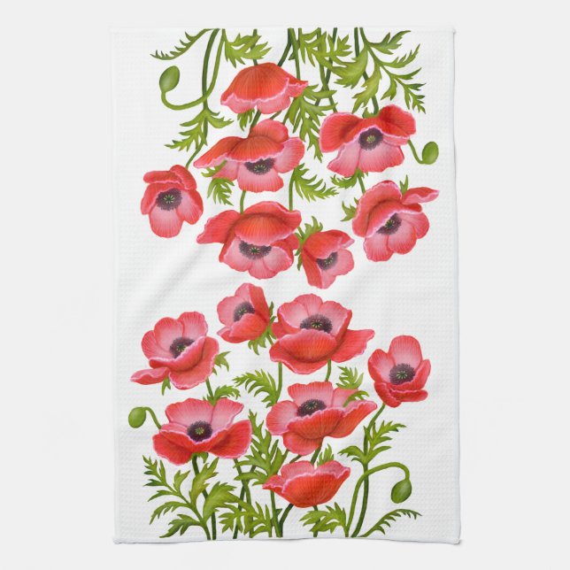 Rotes Klatschmohn-Blumen-Amerikaner MoJo Handtuch (Vertikal)