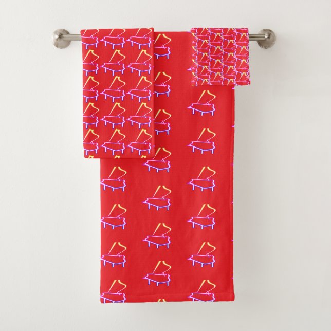 Rotes Klavier verziert Badhandtuch Set (Insitu)