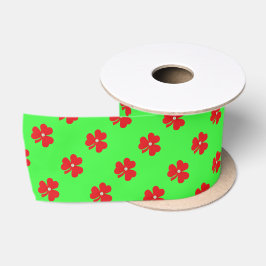 Rotes Klee, weiße Perle für den St. Patrick's Day Satinband