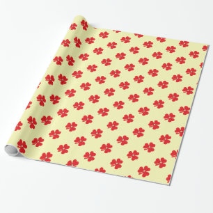 Rotes Klee, weißes Perlhellgelb Geschenkpapier