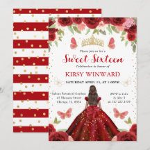 Rotes Kleid Dunkle Haut Prinzessin Sweet 16