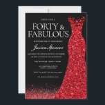 Rotes Kleid Roter Glitzer Gown 40. Geburtstag Part Einladung<br><div class="desc">Rotes Kleid Roter Glitzer Gown 40. Geburtstagsfeier Party Einladung - 40 und fabelhafte Variationen zu den Einladungen und passenden Artikeln in unserem Shop</div>