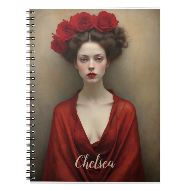 Rotes Kleid und Blume Notizblock (Vorderseite)