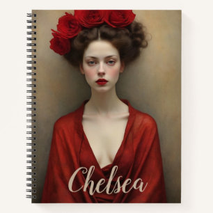 Rotes Kleid und Blume Notizbuch