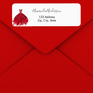 Rotes Kleid Weiß elegante Rücksendemarke