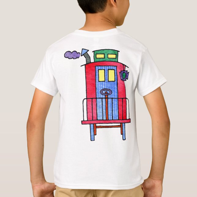 Rotes Kombüsen-Wellen-Tschüss T-Shirt (Rückseite)