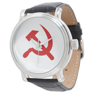 Rotes Kommunismus-Hammer und Sichel Armbanduhr