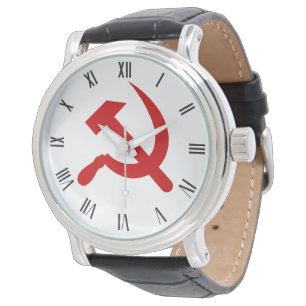 Rotes Kommunismus-Hammer und Sichel Armbanduhr