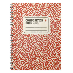 Rotes KompositionsNotebook mit Label Notizblock