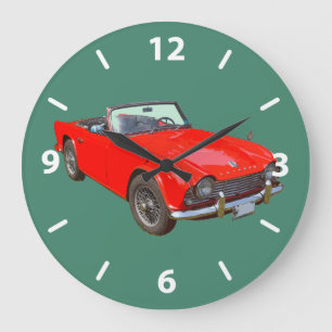 Rotes konvertierbares Sport-Auto Triumphs Tr4 Große Wanduhr