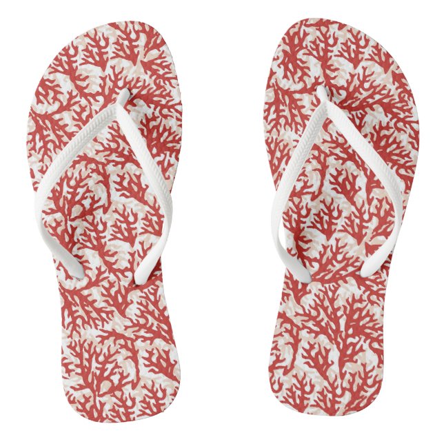 Rotes Korallenmuster 2 Flip Flops (Fußbett)
