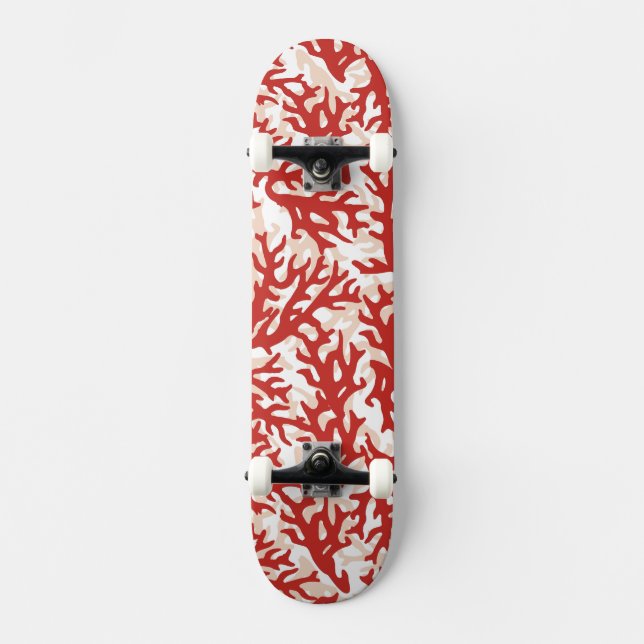 Rotes Korallenmuster 2 Skateboard (Vorderseite)
