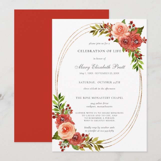 Rotes Korallenriff Rosa Blumenfeier Einladung (Vorne/Hinten)