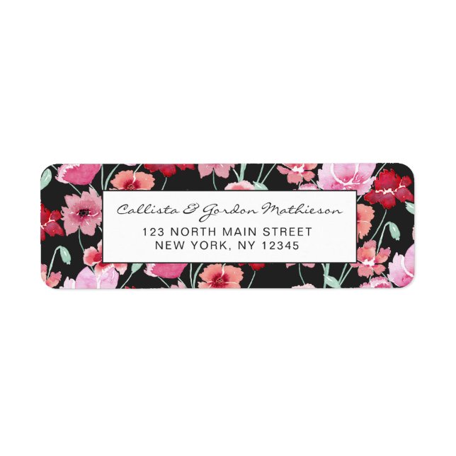 Rotes Korallenrosa Schwarzes Blume Muster (Vorne)