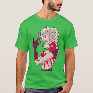 Rotes kosmisches Raumschiff T-Shirt