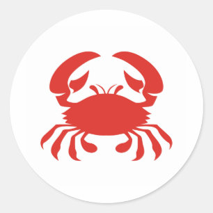 Rotes Krabben-Logo Runder Aufkleber