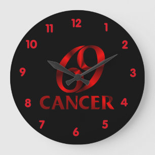 Rotes Krebs-Horoskop-Symbol Große Wanduhr