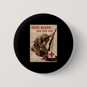 Rotes Kreuz Dein Blut kann ihn retten Button