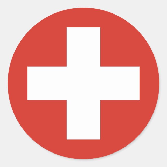 Rotes Kreuz der Schweizer Flagge Runder Aufkleber (Vorderseite)