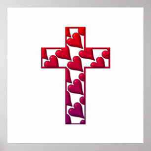 Rotes Kreuz gefüllt mit Herzen Poster