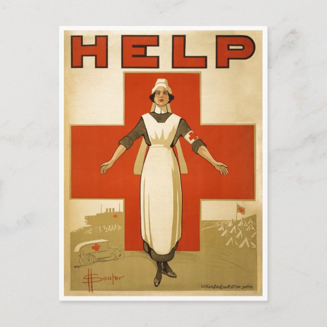 Rotes Kreuz Krankenpflege Hilfe Werbung 2. Weltkri Postkarte (Vorderseite)