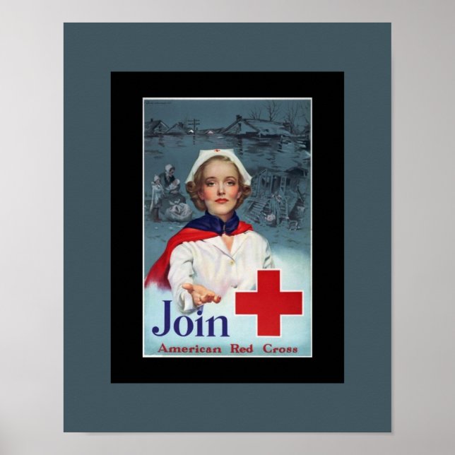 Rotes Kreuz-Krankenversicherung im Vintagen Weltkr Poster (Vorne)