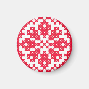 Rotes Kreuzstich Russisches Muster Magnet