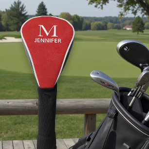 Rotes Kunstleder-Monogramm-Namen-Golf-Geschenk Golf Headcover