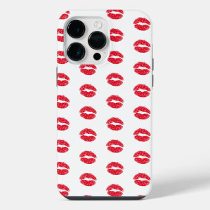Rotes Küssende Lippen Muster iPhone 14 Pro Max Hülle