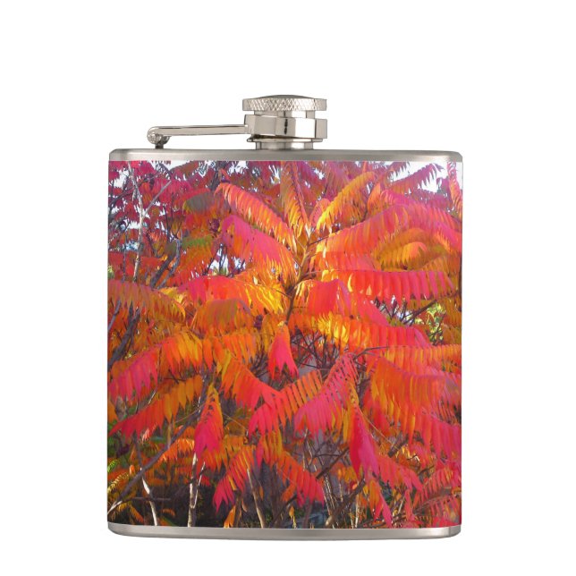 Rotes Leaf Tree Flask Flachmann (Vorderseite)
