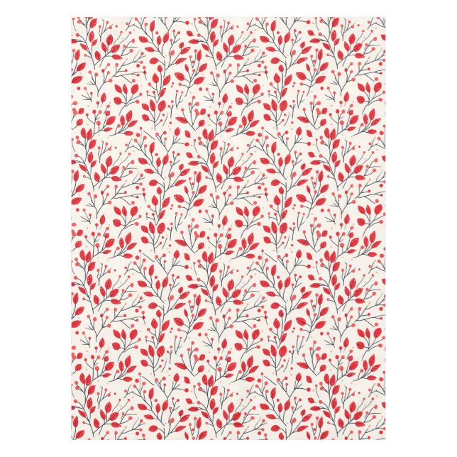 Rotes Leaf und Berry Pattern Tischdecke (Vorderseite)