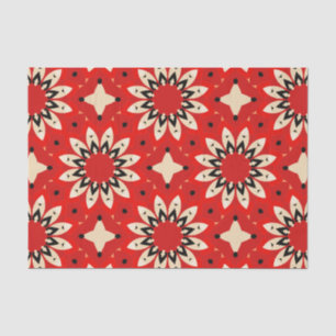 rotes, lebendiges, ethnisch geometrisches Mosaikmu Seidenpapier