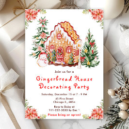 Rotes Lebkuchenhaus Dekoratives Party Einladung