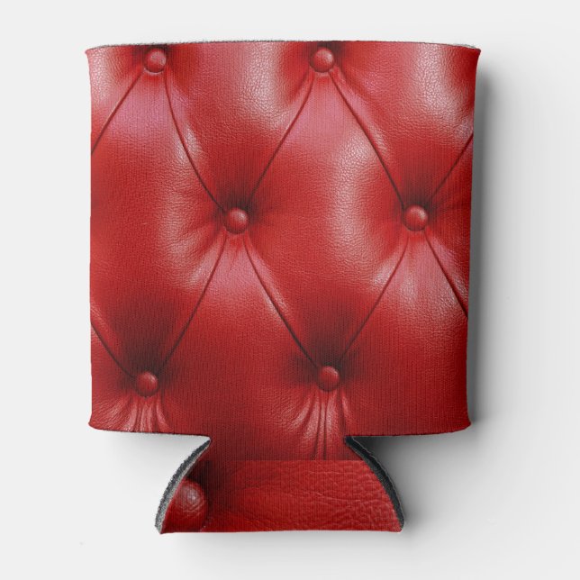 Rotes Leder: Eleganz der Stilelemente. Dosenkühler (Vorderseite)