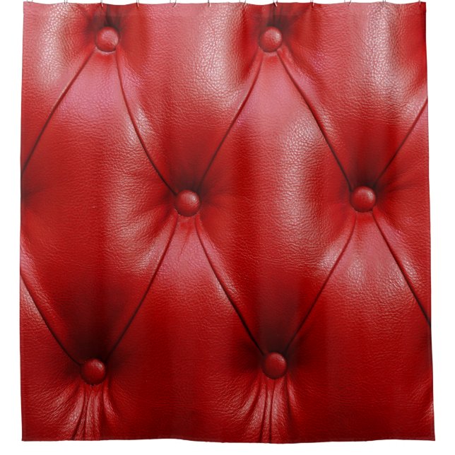 Rotes Leder: Eleganz der Stilelemente. Duschvorhang (Vorderseite)