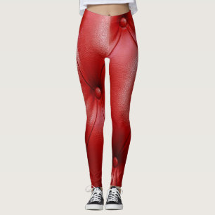 Rotes Leder: Eleganz des Polstermusters. Leggings