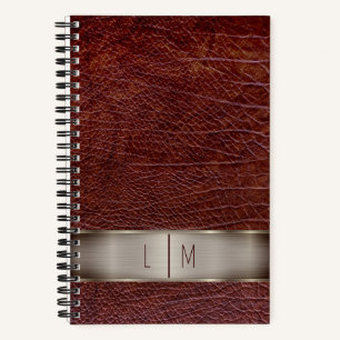 Rotes Leder-Look Monogramm Notizbuch