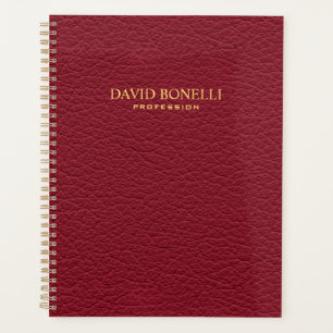 Rotes Leder Maskuline Personalisiert Elegantes Amb Planer