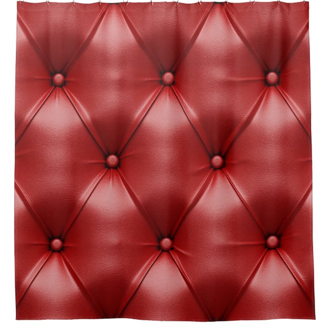 Rotes Leder: Nahtlose Textur Elegance Duschvorhang (Vorderseite)