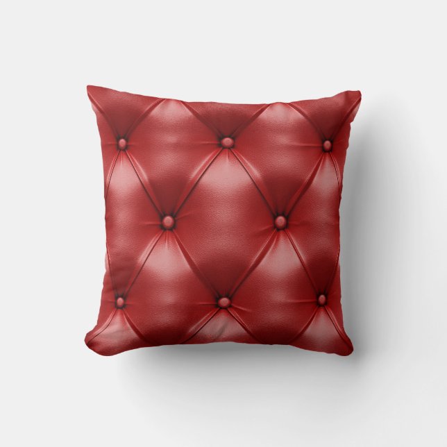 Rotes Leder: Nahtlose Textur Elegance Kissen (Vorderseite)