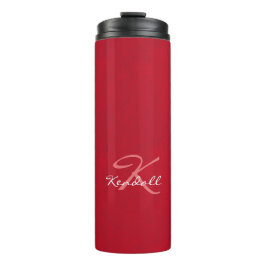 Rotes ledernes Monogramm Thermosbecher