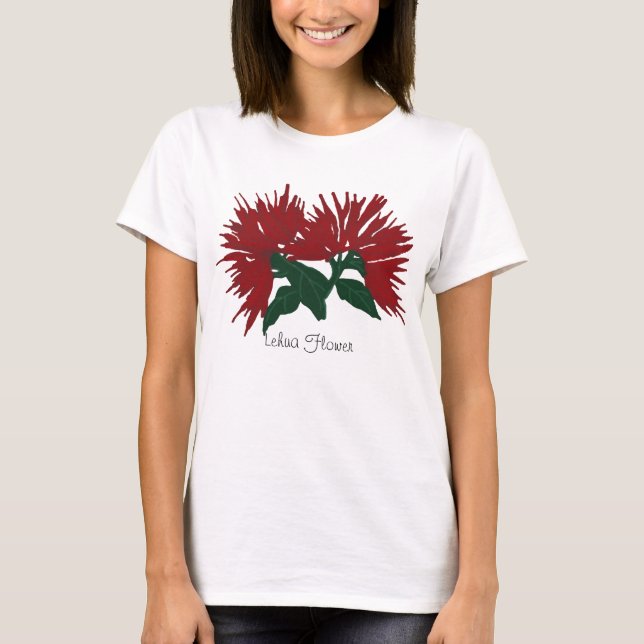 Rotes Lehua Blumen-Shirt T-Shirt (Vorderseite)