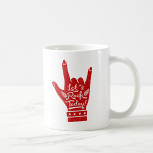 Rotes Lets Rock Today Hand Pose Grunge Tasse