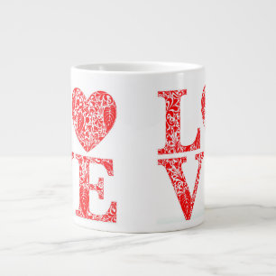 ❤️ Rotes Liebeszitat für Paare und Kaffeefans ☕ Jumbo-Tasse