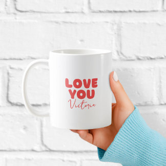 Rotes Liebst-Dich-Personalisierter Becher für Freu Kaffeetasse