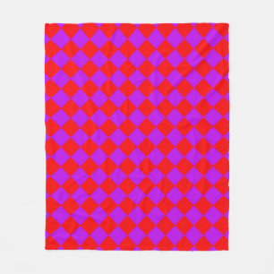 Rotes lila kariertes Diamantmuster Fleecedecke