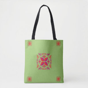 Rotes lila und grünes Grafikdesign Tasche